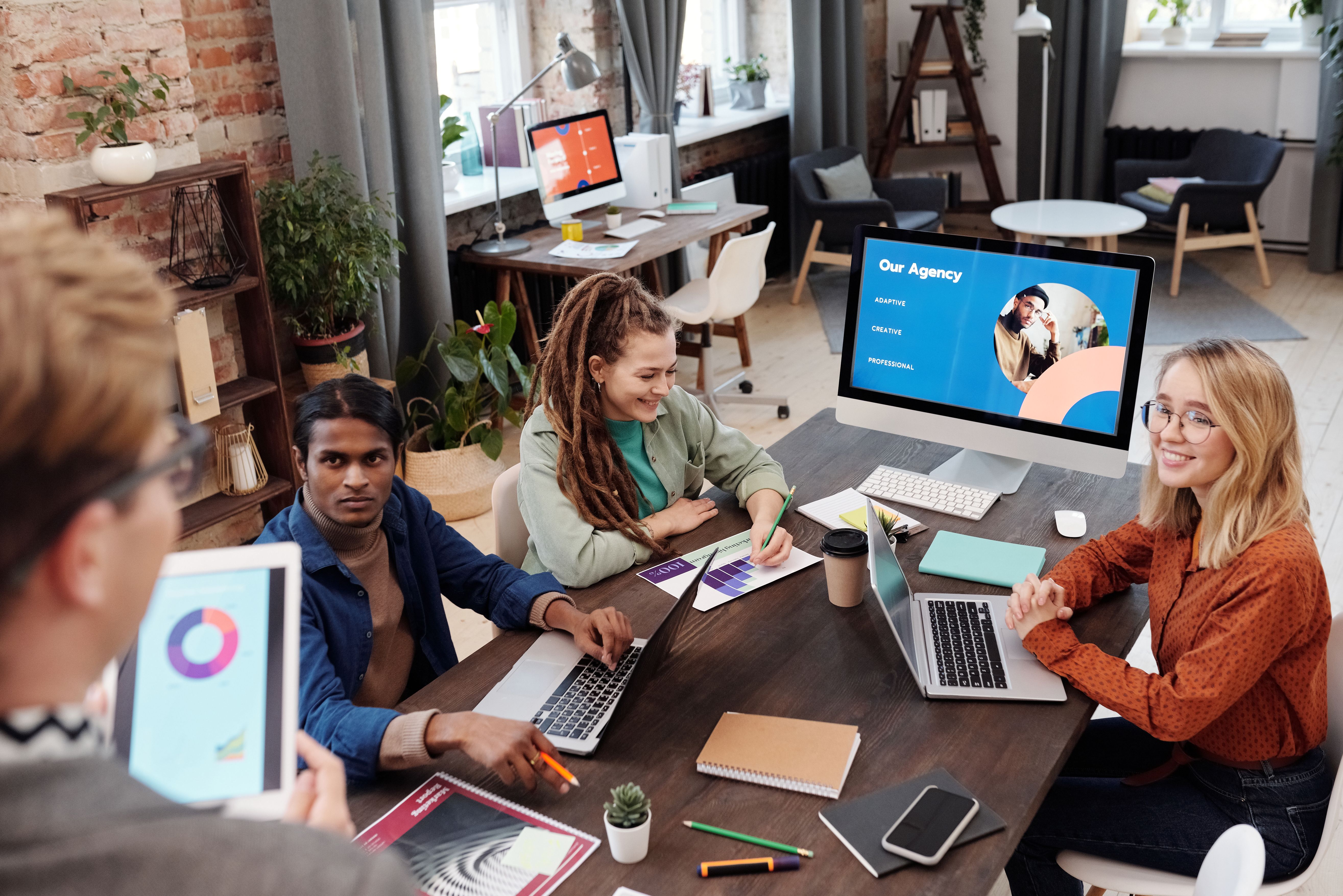 Professional business environment showcasing modern workspace